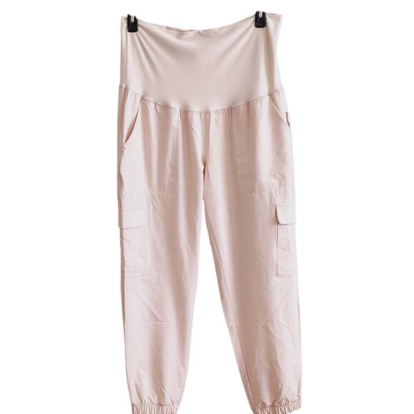 Old Navy Maternity Large Stretchtech Khaki Cargo Jogger Ankle Pants NEW - Picture 1 of 9